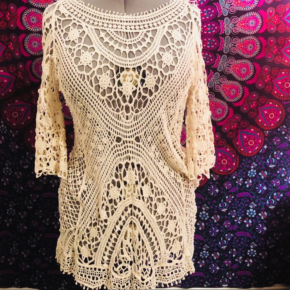 Ivory Crochet Top Never Worn Size XL